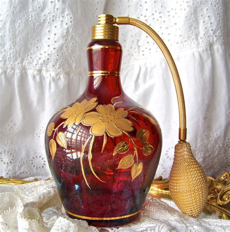 vintage red perfume bottle